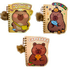 Блокнот на спіралі фігурний А5 80арк Капібара з хутряним брелком, асорті SC2016-16