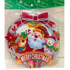 Прикраса новорічна паперова ПЛАКАТ двосторонній №122419-4 30*30см Санта Merry Christmas