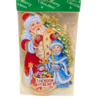 Прикраса новорічна паперова ПЛАКАТ двосторонній №9805 31*20см Д.Мороз зі Снігуркою (укр)