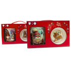 Набір Новорічний керамічний Чашка 350мл, ложечка та блюдечко Q-32-B Гномик