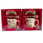 Набір Новорічний керамічний Чашка 350мл, ложечка та блюдечко HK-2361-B