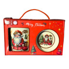 Набір Новорічний керамічний Чашка 350мл, ложечка та блюдечко Q-40-B