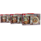 Набір Новорічний керамічний Чашка 350мл, ложечка та блюдечко Q-29-B