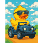 Алмазна мозаїка по номерам з частковою викладкою 15*20см Идейка AMV1207 Качка на машині