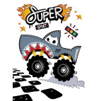 Алмазна мозаїка по номерам з частковою викладкою 15*20см Идейка AMV1230 Машина-акула