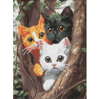 Алмазна мозаїка по номерам на холсті 30*40см Идейка АМО8299 Котики на дереві