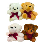 Брелок м'який плюшевий Ведмедик з бантом та серцем 10см Хутро (мех) №7823