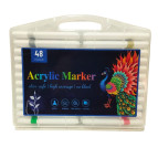 Маркер акриловий Acrylic Marker набір 48шт Павич 0003-48 трикутні, у пластиковому футлярі