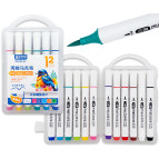 Маркер акриловий Aodemei Acrylic Marker набір 12шт трикутні, пензель 6155-12 у пластиковому футлярі