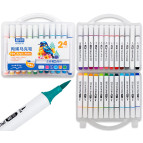 Маркер акриловий Aodemei Acrylic Marker набір 24шт трикутні, пензель 6155-24 у пластиковому футлярі