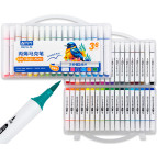 Маркер акриловий Aodemei Acrylic Marker набір 36шт трикутні, пензель 6155-36 у пластиковому футлярі