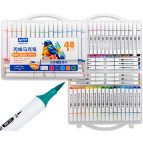 Маркер акриловий Aodemei Acrylic Marker набір 48шт трикутні, пензель 6155-48 у пластиковому футлярі