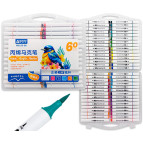 Маркер акриловий Aodemei Acrylic Marker набір 60шт трикутні, пензель 6155-60 у пластиковому футлярі