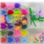 Набір плетіння гумками Rainbow Loom 400шт. + гачок + рогатка + аксесуари 20*19см ячейки серця №205-2