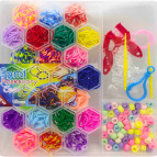 Набір плетіння гумками Rainbow Loom 400шт. + гачок + рогатка + аксесуари 20*19см ячейки соти №205-1