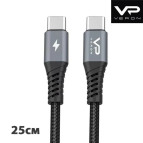 Кабель USB C to C 20W PD 3A Veron C09s 0.25m Nylon 73196