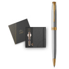 Кулькова ручка Parker 84132b24 Sonnet Stainless Steel GT BP кулькова ручка + блокнот Набір подарунковий
