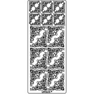 Наклейка скрапбукинг URSUS 10*23см Уголки витиеватые, Срібло UR-59110042