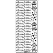 Наклейка скрапбукинг URSUS 10*23см Happy Birthday 2, Срібло UR-5911 00 11