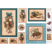 Декупажна карта 50*70см с металич ефектом 99505 Композиція - перо, книга, чорнило, окуляри