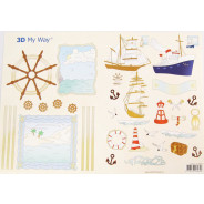 Папір декупажний для листівок JEJE А4 130г Морська тема