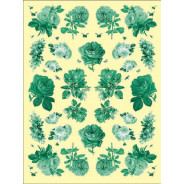 Декупажна карта KREUL В2 50*70 KR-740020-45 Троянди. Зелений монохром на жовтому