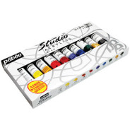 Акрил фарби Pebeo Studio набір 10кол. по 20мл + пензель P-833311