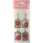 Прикраси для скрапбукінга самокл. EnoGreeting HM-000-07 Квіти з блискитками 4шт