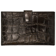 Визитница кожаная Canpellini на 60 визиток 126-3 Кроко черный крупный