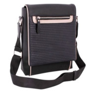 Сумка через плече шкірзам OPTIMA Cabinet 23,5*27,5*7см чорна O97268-01