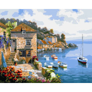 Картина по номер. на холсті 40*50см Бебилон Турбо VP211 Будинок на березі океану