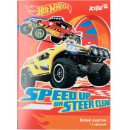 Картон білий А4 10арк KITE мод 254 Hot Wheels двосторонній  HW17-254