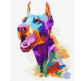 Картина  по номер. на холсті 40*50см Идейка КН4305 Доберман поп-арт