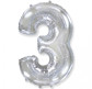 Повітряна кулька ООПТ Цифра-3 75см 1шт, срібло 8537s-3