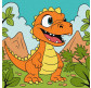 Картина по номер. на холсті 25*25см Идейка КН6104 Забавний динозавр