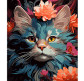 Картина по номер. на холсті 40*50см Strateg чорний холст AH1105 Котяча квіткова грація