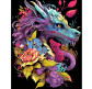 Картина по номер. на холсті 40*50см Strateg чорний холст AH1037 Дракон у квітах