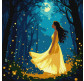 Картина по номер. на холсті 30*30см Идейка КН8576 Дівчина серед світлячків, з фарбами металiк