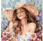 Картина по номер. на холсті 40*40см Идейка КН8569 Дівчина в капелюсі серед квітів