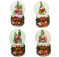 Сувенір Новорічний прозора куля снігова d-6,5см, Дід Мороз та діти на каміні, що світиться, асорті LK-2565-2