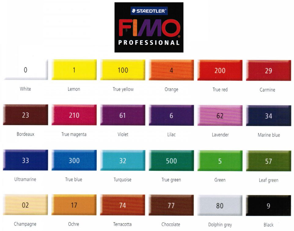 Палитра цветов полимерной глины FIMO Professional